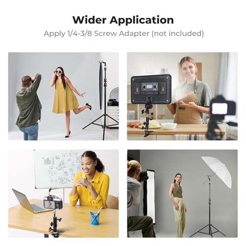 K&F CONCEPT Photography Reflector Holder, Photo Video Studio 5/8" Heavy Duty Metal Clamp Attachment, Light Stand Clip Mount with Umbrella Hole for Diffuser, Lighting