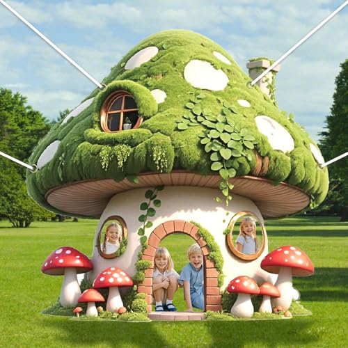 Green Mushroom Shape Photo Props Selfie Frame Party Decorations Photo Props for Photos Booth Backdrop Mushroom Fairy Banner for Forest Woodland Jungle Birthday Baby Shower Decorations Supplies Decor - color: Green