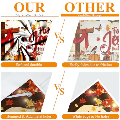 Leowefowa Thanksgiving Banner 8x6ft Polyester Fall for Jesus He Never Leaves Banner Outdoor Happy Thanksgiving Backdrop Fall Decorations for Party Pumpkin Patch Backdrop - color: yellow, size: 8x6ft