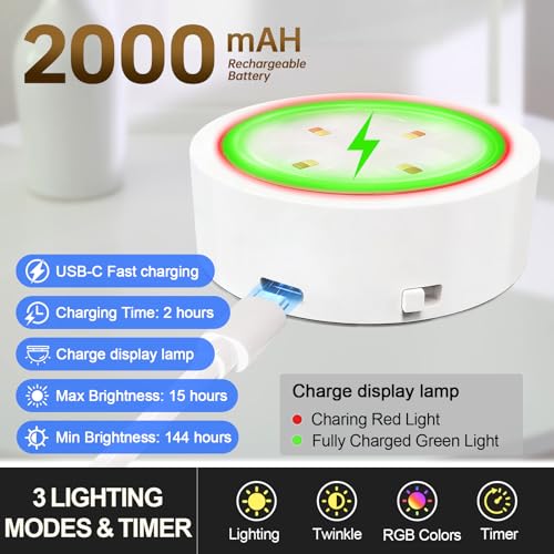 3 Pack Picture Lights for Wall, 13 RGB Color Rechargeable Battery Operated wall lights, Picture Frame lights with 3 Lighting Modes, Wireless Magnetic Painting Light with Remote Control Timer, (White) - color: White (RGB), size: 3 Pack