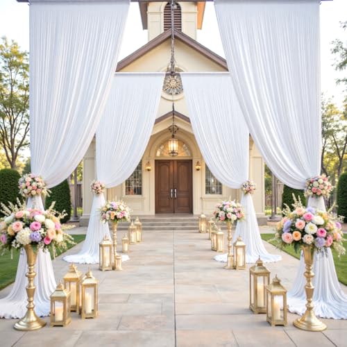 gogoparti 20x15 ft White Backdrop Curtain for Weddings & Parties - 4-Panel Wrinkle-Free Polyester Drape, 15 FT Long for Birthday, Baby Shower, Halloween Photography Background - color: White, size: 5ft(W)x15ft(H)-4 Panels