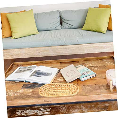 MAGICLULU Rattan Woven Tray Food Storage and Towel Holder Multi Functional Decorative Plate for Fruits Snacks and Photography Prop Lightweight Design