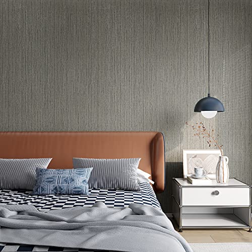 VEELIKE Grey Grasscloth Peel and Stick Wallpaper Removable Faux Grasscloth Wallpaper for Bedroom Living Room 15.7''x118'' Self Adhesive Linen Fabric Wall Paper Grey Contact Paper for Walls Cabinets - color: Gray, size: 15.7" x 118"