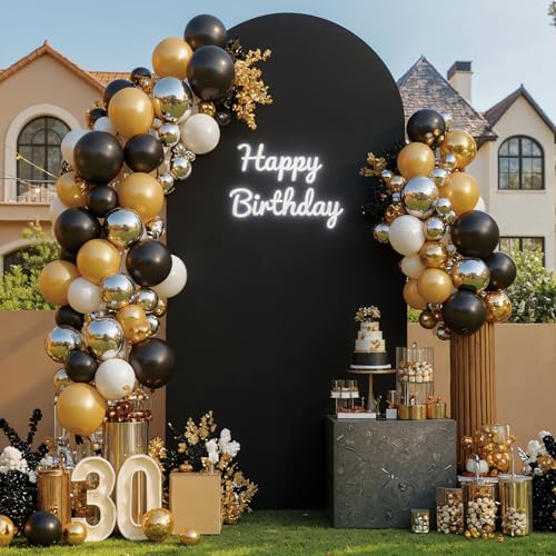 Wedding Arch Backdrop Cover, 6FT Black Red Arch Cover Stretchy Backdrops, Double-Sided Arch Stand Covers for Wedding Ceremony, Baby Shower, Birthday Party Decoration - color: Red+Black, size: 6FT