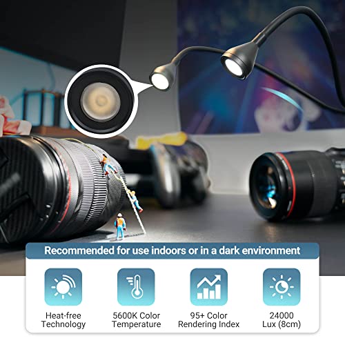 LED Macro Arm Light with 10 Level Ajustable Brightness,CRI 95+ 5600K Macro Photography Lighting Support Type-C Charge for DSLR Mirrorless Camera for Insect Plant Jewelry Close-up Shooting - size: 14 Inch(USB Type C Charge)