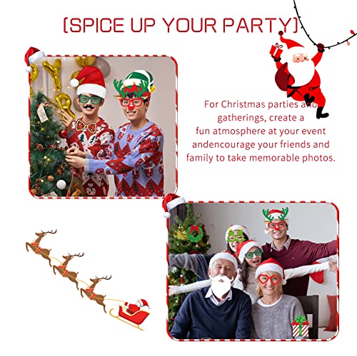 44Pcs Christmas Party Photo Booth with Stick Props Kit for Adults Kids for Christmas Theme Party Favors Decorations Decor Supplies,Funny Xmas Selfie Props… - size: 44