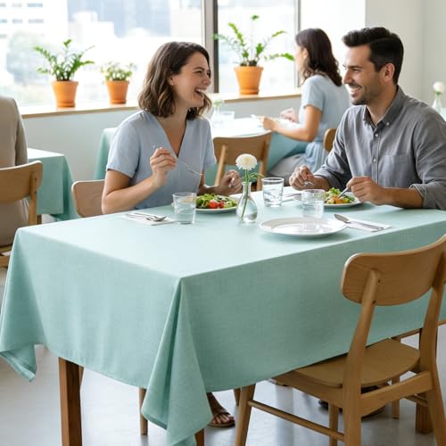 Table Cloth Rectangular Waterproof Faux Linen Table Cover for Dining,Parties Wedding Sage Green Farmhouse 60x84 Stain Resistant Wrinkle Free Decorative 6 Pack - color: Sage Green, size: 60X84 IN - 6 pack
