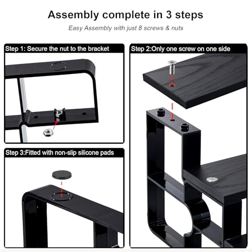 GRELY Waterproof Wooden Perfume Cologne Organizer for Men, 4 Tier 14 Inch Large Capacity Stand with ABS Frame, Anti-Slip for Dresser Bathroom (Black, 4 Tier 14.0") - size: 4 Tier 14.0"