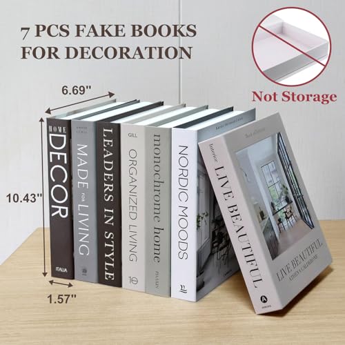 Decorative Books for Home Decor - 7 Pcs Fake Books for Decoration, Faux Stack for Bookshelf, Coffee Table, Designer Decor Set - color: Beige-7pcs