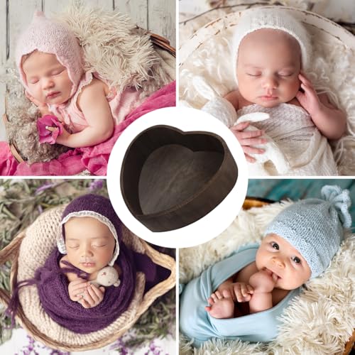 Heart Shaped Photography Props Baby Infant Photo Props Kids Baby Basket Kid Photo Posing Case Clothes Newborn Modeling Wood