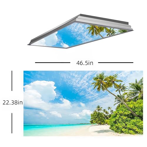 Fluorescent Light Covers for Classroom Office - 2ft x 4ft LED Light Filters, Eliminate Harsh Glare & Eyestrain, Decorative Classroom Light Covers, Light Diffuser Panel.Tree by The sea - color: Tree by The sea