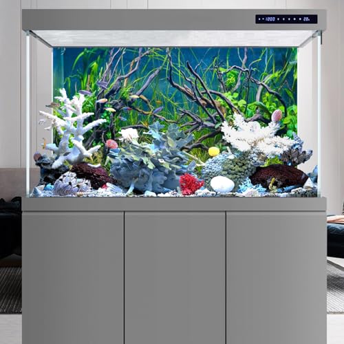 AWERT 72x18 inches Tropical Fish Tank Background River Bed & Lake Aquatic Plant Undersea Tree Branch Aquarium Background Vinyl - size: 72x18in/180x45cm