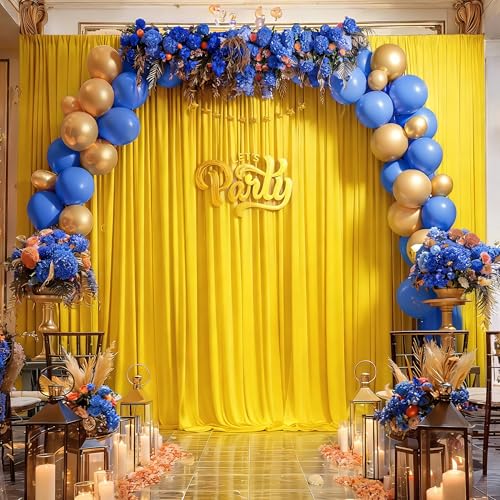 20x10ft Yellow Backdrop Curtain Panels for Parties - Wrinkle Free Polyester Photo Curtain Backdrop Wedding Back Drop Fabric Drapes for Party Decorations Background for Photography - color: Yellow, size: W5' x H10'(4 panels)