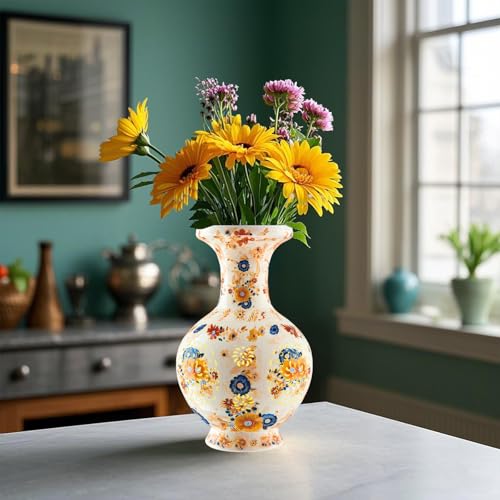 3D Puzzle Vase for Adults with LED Light, 200 Curved Pieces DIY Flower Vase Craft Kit, Creative Jigsaw Art Project Home Décor Centerpiece (C- Petaluxe Vase) - color: C- Petaluxe Vase