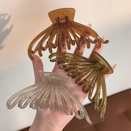 Hair Claw Clips for Thick Hair, 4 Pack - Extra Large Jelly Hair Claw Clips for Women, 4.75" Hair Accessories for Women Girls Gifts, Jelly 4 Colors - color: 4Jelly-Octopus