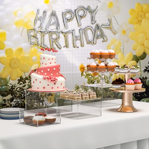 Acrylic Dessert Stand,Buffet Risers, Food Risers, Multi-Purpose Cake Stand for Parties, Weddings, Birthdays, Catering, Jewelry, Collectibles (Clear, 6"x7"x8") - color: Clear, size: 6''x7''x8''