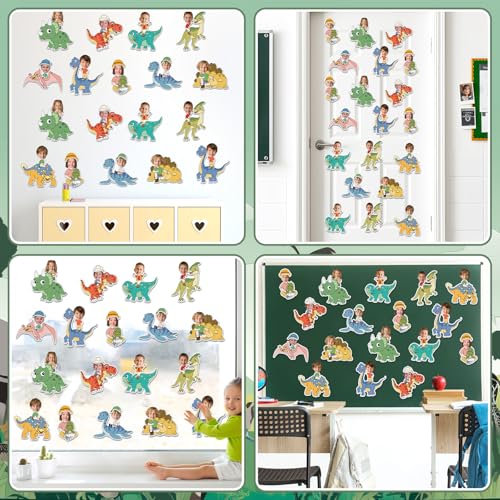 60pcs Dinosaur Theme DIY Cutouts Dinosaur Bulletin Board Decoration Set Cute Dino Jungle Paper Cut-Outs Classroom Decor for Boy Girl Classroom DIY Photo Craft Kindergarten School Wall Door Supplies - style: Dinosaur