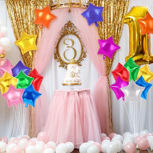 20 Pcs Star Balloons,18 Inch Mixed Color Star Foil Balloons,Stars Shaped Balloon Mylar Helium Balloon for Birthday Party Anniversary Wedding Baby Shower Decorations (Mixed Color) - color: 18inch-mixedcolor