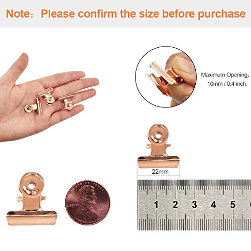 Small Bulldog Clips Rose Gold - Coideal 30 Pcs Mini Metal Binder Bull Clips Hinge Paper Clip Office Clamps for Picture Photos (22mm) - color: Rose Gold