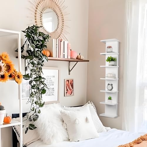 2 Pack 7 Tier Wall Shelf Unit - 7-Tier Lack Floating Shelf, Compact Display Floating Shelves, Vertical Column Wall Decor Mount Float Storage Tall Tower Shelves for Bedrooms, Living Rooms
