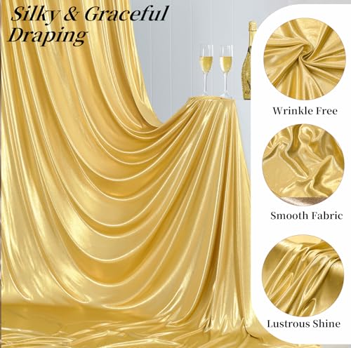 20x12ft Gold Sequin Backdrop Curtains, Wrinkle Free Shimmer Drapes Photography Background, 4 Panels 5x12FT Non-Shedding Glitter Sparkle Curtain for Wedding Birthday Christmas Studio Party Decoration - color: Gold, size: 5'W×12'H _4 Panels