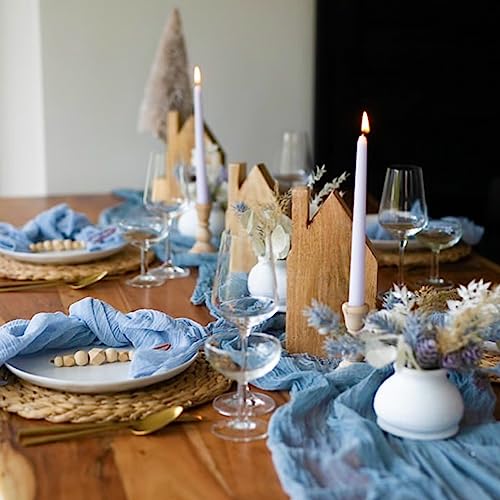 96Pcs Dusty Blue Gauze Cheesecloth Napkins, 20 x 20 Inch Wrinkled Rustic Boho Linen Dinner Napkins Decorative Table Napkins for Wedding,Dinner,Family Everyday Use/Parties - color: Dusty Blue, size: 20" x 20" (Set of 96)