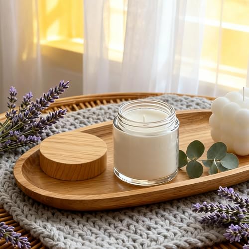 36Pcs 4 oz Small Glass Jars with Lids, Bumobum Clear Cosmetic Jars with Plastic Woodgrain Lids, 120ml Refillable Empty Containers for Cream, Salve, Powders and Lotion Storage - color: 4oz-36pack