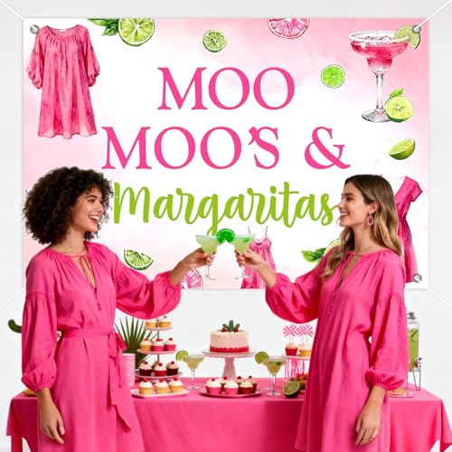 Margarita Birthday Party Decorations, Pink and Green Moo Moos & Margaritas Decorations Backdrop Margs and Matrimony Bachelorette Party Decor for Mexican Birthday Bridal Shower Wedding Supplies5*3ft - size: 5*3ft