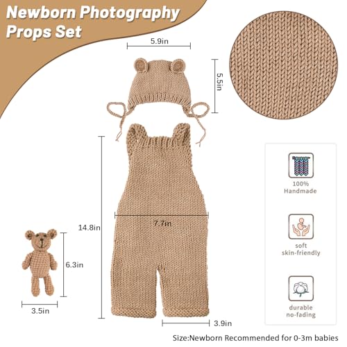 BLUETOP Cute Newborn Photography Outfits Boys Girls Baby Costume Set - style: 08 Bear Overalls
