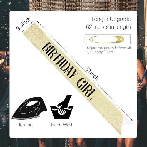 CIEHER Gold Birthday Sash - 'It's My Birthday' Sash for Women & Girls - Glitter Fabric - Perfect for Parties & Photos - color: Gold