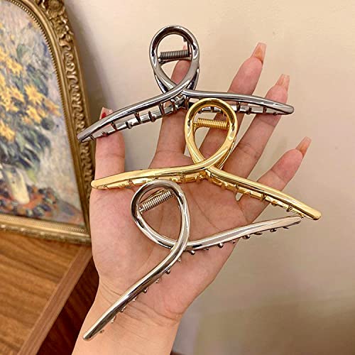 Big Metal Butterfly Hair Clips for Women - 5.1" Larger Size Metal Hair Accessories for Long, Thick Hair, 3 Pcs (Silver, Gold, Black) - color: MetalHairClips3