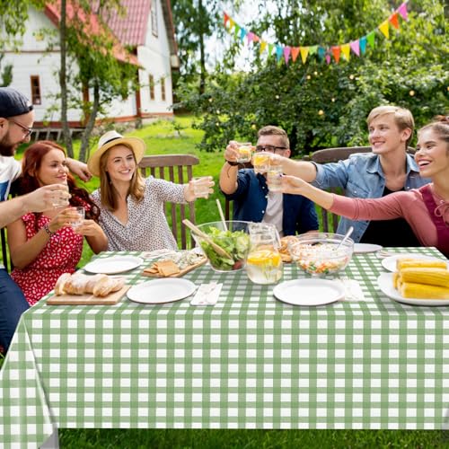 12Pack Sage Green Plastic Checkered Tablecloth, Premium Decorative Disposable Sage Green Gingham Plaid Table Cloths for Parties, Rectangle Party Table Cover for Picnic Birthday Wedding, 54x108 Inch - color: Sage Green Checkered, size: 54"x108"-12 Pack
