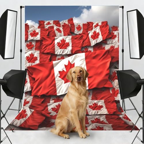 Canadian Flag Backdrop Background for Photography 5x7ft Photobooth Professional Photo Backdrop Curtains Video Photography Studio Photo Backgrounds Banner Booth Background Screen Parties - color: Canadian Flag