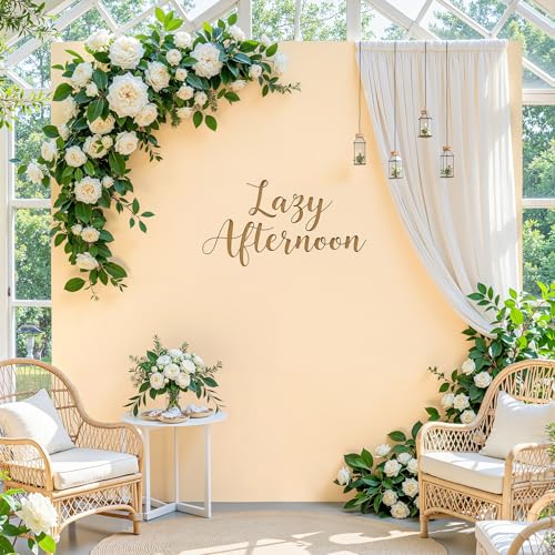 Champagne Square Arch Backdrop Cover 6.6x6.6FT, Double-Sided Stretchy Spandex Fabric Fits Square Arch Backdrop Stand, Champagne Background Backdrop for Wedding Baby Shower Birthday Party Decorations - color: Champagne, size: 6.6 x 6.6FT