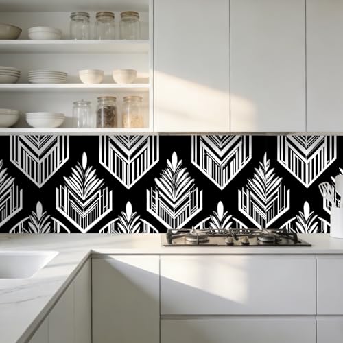 Nuxovilar Black White Tribal Geometric Textured Peel and Stick Wallpaper, 15.75"x39.37", Self-Adhesive Contact Paper, Ethnic Style Pattern for Bedroom, Living Room and Table Decor - color: YLU03577