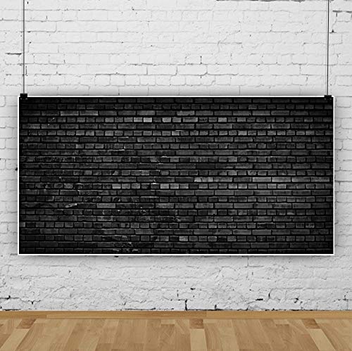 Laeacco 20x10ft Retro Black Brick Wall Backdrop Vintage Paint Coating Wall Photography Background Party Booth Banner Newborn Kids Adult Portrait Shooting Studio Video Prop Vinyl Cloth Wallpaper - size: 20x10ft