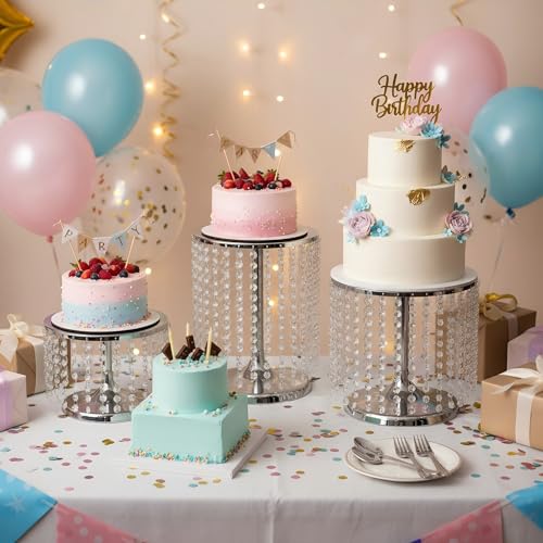Silver Metal Cake Stand for Set of 3, 12in Round Wedding Cupcake Holder for Table, Dessert Cupcake Pedestal Display Plate for Party Wedding Anniversary Baby Shower - color: Silver, size: S + M + L