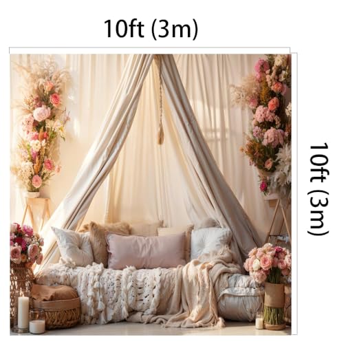 Kate 10x10ft Boudoir Pillows Backdrops for Photography Bedroom Headboard Background Branch Flowers Backgrounds Bridal Newborn Baby Show Decoration Studio Backdrop - size: 10x10ft