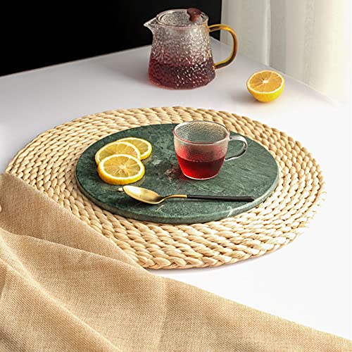 Natural Round Marble Tray Glossy Pastry Board for Dessert, Cheese, Coffee, Smooth on Both Sides (Green) - color: Green