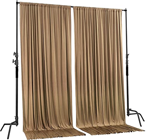 AK TRADING CO. 10 feet x 10 feet Beige Polyester Backdrop Drapes Curtains Panels with Rod Pockets - Wedding Ceremony Party Home Window Decorations - color: Beige, size: 60"W x 120"L (Pack of 2)