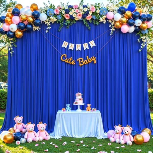 Royal Blue Backdrop Curtain for Parties Wrinkle Free Blue Photo Curtains Backdrop Drapes Fabric Decoration for Wedding Birthday Party Baby Shower 5ft x 7ft,2 Panels - color: Royal Blue, size: 10FTx7FT (W5'xH7', 2 Panels)