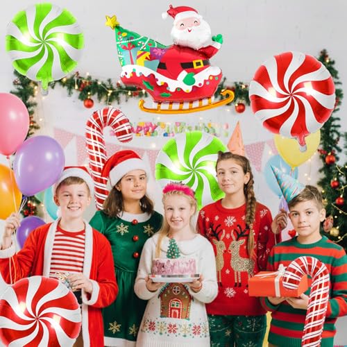 Biapian Christmas Balloons Decorations, Large Santa Claus Balloons Foil Red Green Windmill Candy Cane Balloon Helium for s Christmas Baby Shower Holiday Xmas New Year Birthday Party Decorations - style: Santa Claus