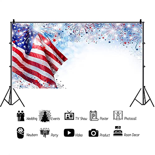 AOFOTO 20x10ft Fireworks American Flag Backdrop Patriotic President's Day 4 of July Independence Day Photography Background USA Veteran Holiday Kid Adults Patriotism Portrait Photo Studio Props Vinyl - size: 20x10ft