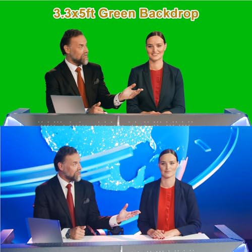 UTEBIT Green Screen Backdrop, 3.3X5 ft Photography Chroma Key Greenscreen Background Sheet for Background Removal,Thick Polyester Fabric Cloth Sheet for Photoshoot Video, Live Streaming(Backdrop Only) - size: 3.3x5ft