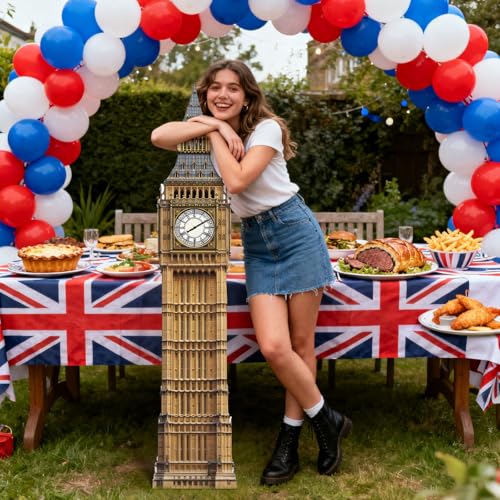 6 Ft Big Ben Cardboard Cutout Big Ben Stand Up Cutout Life-Size Britain Photo Booth Prop Backdrop Sign British Landmark for England London Theme Birthday Party Cultural Educational Display - color: Big Ben