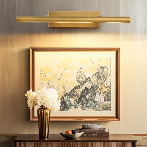 Art Picture Frame Wall Light: 30" Glod Antique Swing Arm Artwork Paintings - Dimmable Long Brass 4 Lights Over Photo Framed - Decorative Wall Lighting Above Painting for Gallery Museum Bulbs Included - color: Gold, size: 30"-4 Bulb