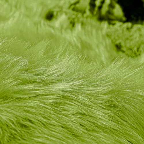 Goolela Lime Green Fluffy Runner Rug 2x6 Faux Fur Fuzzy Furry Rugs for Bedroom Bedside Shaggy Soft Rug Washable Rectangle - color: Olive Green, size: 2' x 6' (Rectangular)