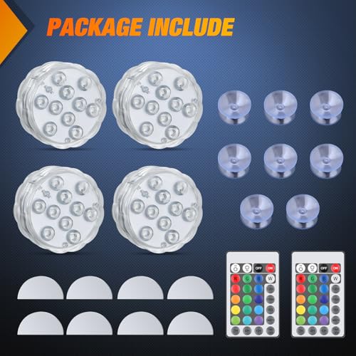 Nilight Marine Boat Light 4 PCS 10LED RGB Wireless Cabin Ambiance Multi Color Exterior Deck Lights Remote Control Submersible for Pontoon Sailboat Yacht Skeeter Fishing Bass Boats - color: 4PCS RGB Boat Light
