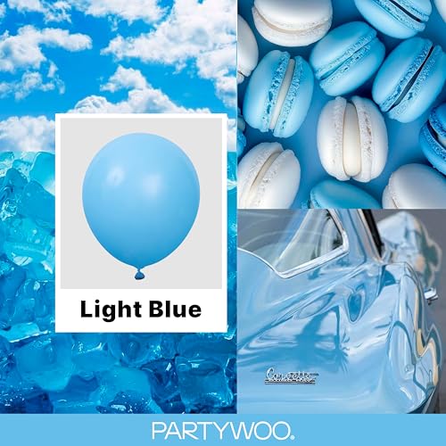 PartyWoo Light Blue Balloons 140pcs Different Sizes Pack of 18 12 10 5 Inch Baby Pastel Blue Balloon Arch Kit for Baby Shower Gender Reveal Graduation Mermaid Birthday Pool Party Decorations Blue-Y20 - color: Blue-y20