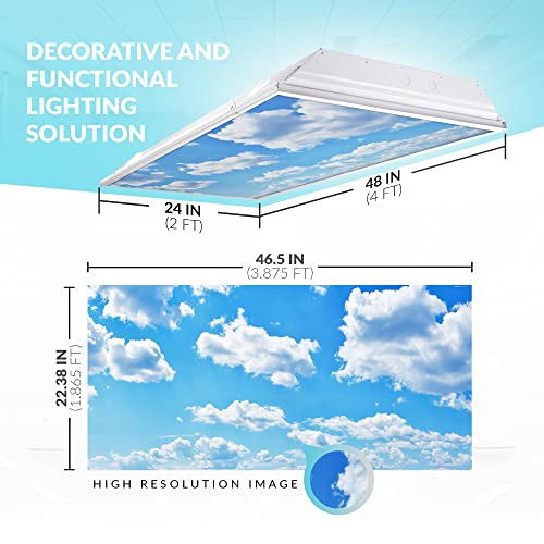 OCTO LIGHTS Fluorescent Light Covers for Classroom Office - Eliminate Harsh Glare Causing Eyestrain and Headaches. Office & Classroom Decorations - Cloud 001-2pk - color: Cumulus Mediocris, size: 2pk